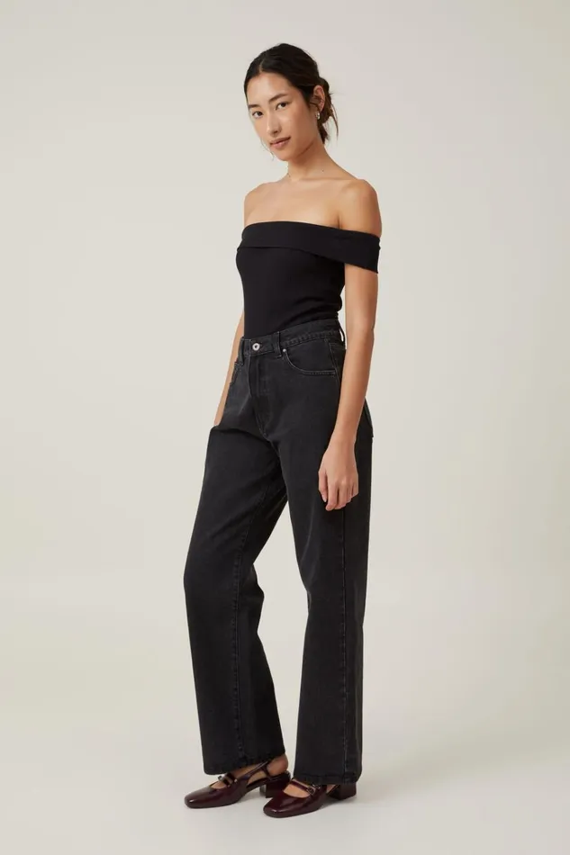 Women Tops Cotton On Mia Off The Shoulder Bodysuit Black