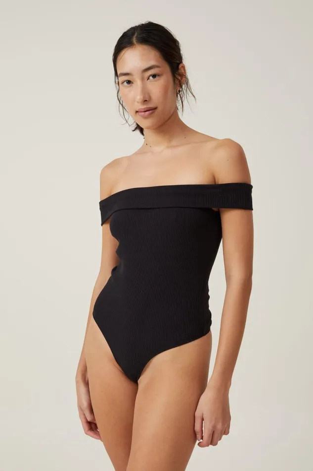 Women Tops Cotton On Mia Off The Shoulder Bodysuit Black