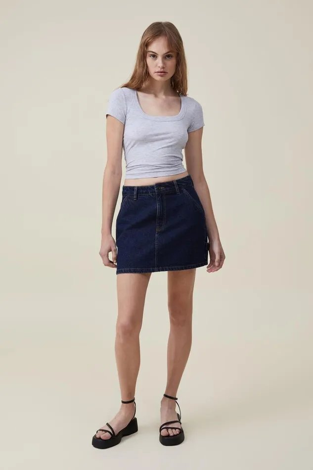 Women Tops Cotton On Staple Rib Scoop Neck Short Sleeve Top Grey Marle Women Tops Cotton On Staple Rib Scoop Neck Short Sleeve Top Grey Marle