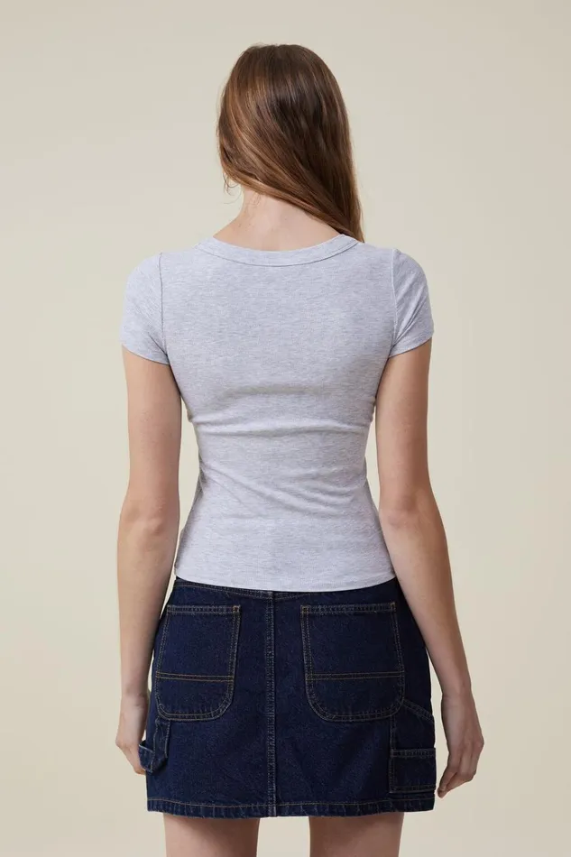 Women Tops Cotton On Staple Rib Scoop Neck Short Sleeve Top Grey Marle Women Tops Cotton On Staple Rib Scoop Neck Short Sleeve Top Grey Marle