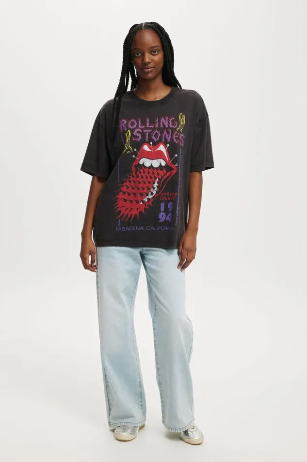 Women Tops Cotton On The Lcn Boxy Graphic Tee Lcn Br Rolling Stones Voodoo Washed Black Women Tops Cotton On The Lcn Boxy Graphic Tee Lcn Br Rolling Stones Voodoo Washed Black
