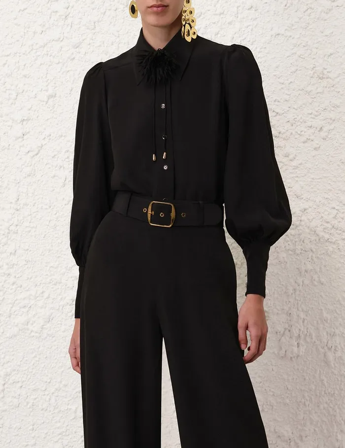 Women Tops Zimmermann Blouson Shirt Black