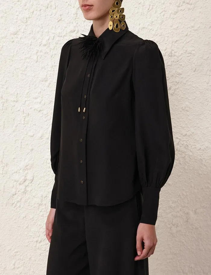 Women Tops Zimmermann Blouson Shirt Black