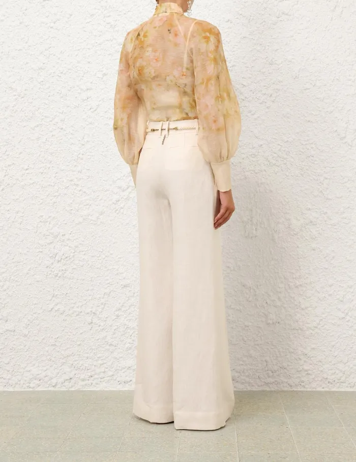 Women Tops Zimmermann Crush Buttoned Blouse Yellow Floral