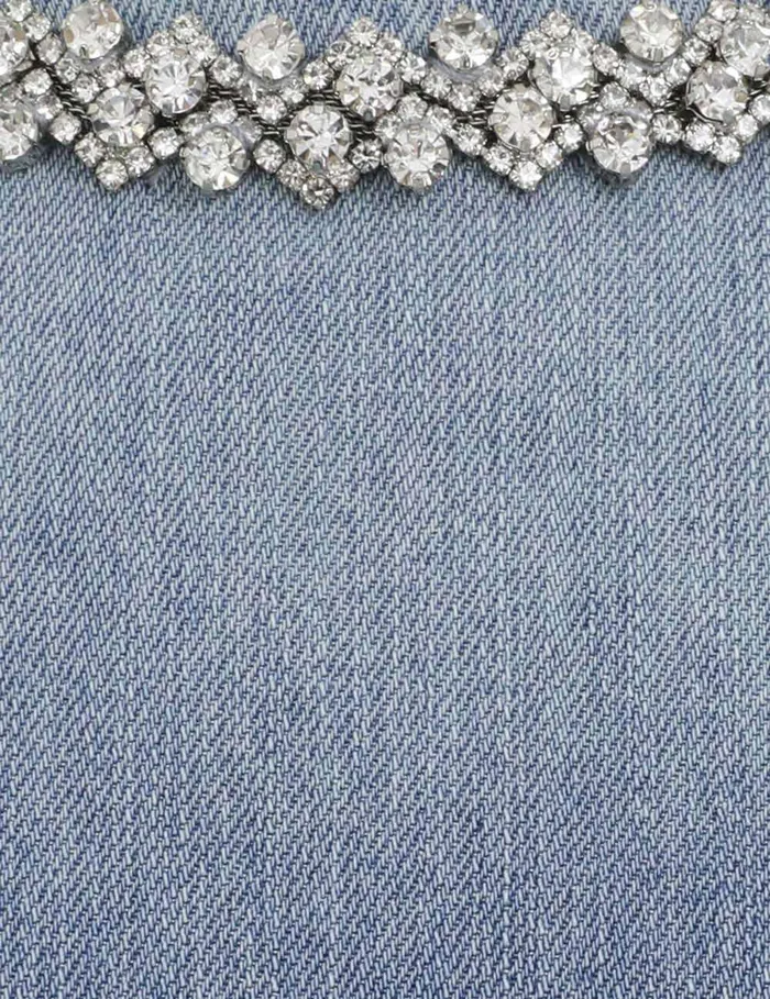Women Tops Zimmermann Crush Embellished Denim Top Blue Moon