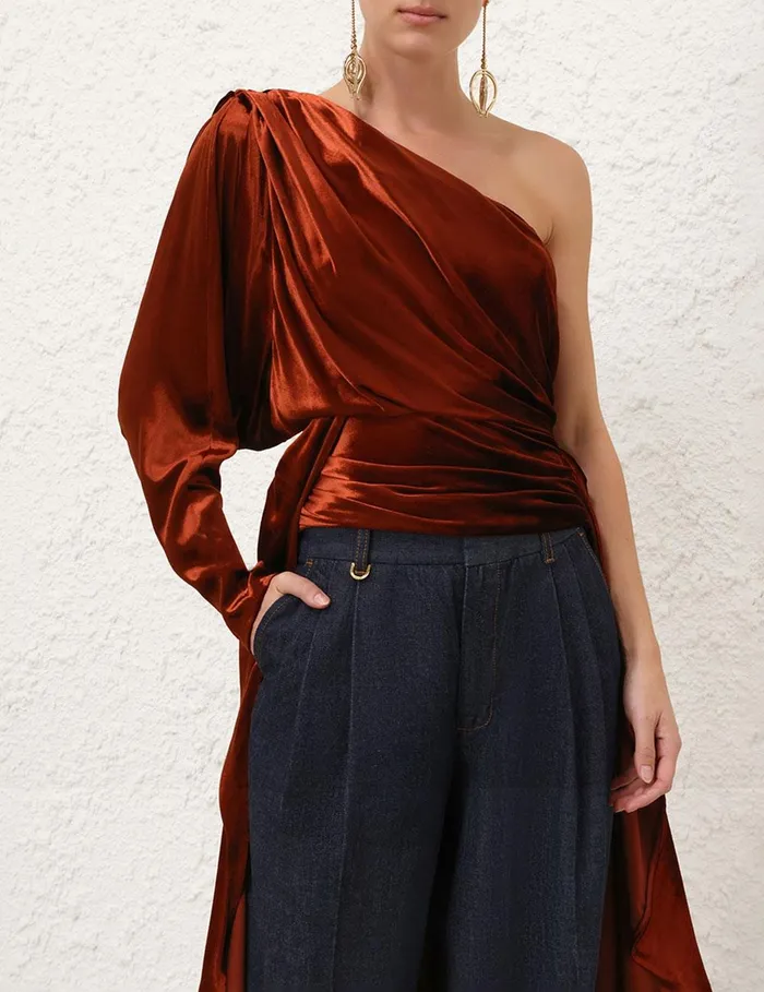 Women Tops Zimmermann Illustration Asymmetric Top Rust
