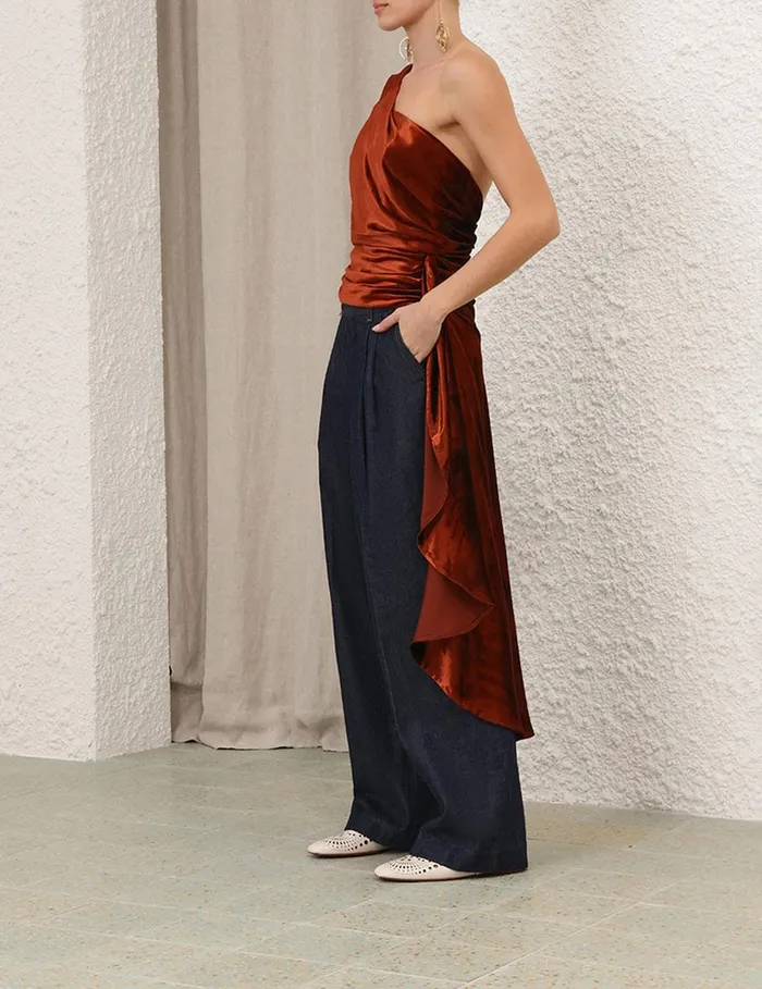 Women Tops Zimmermann Illustration Asymmetric Top Rust