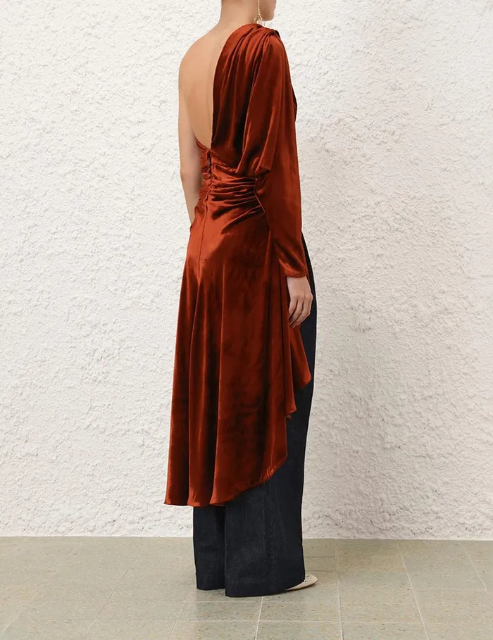 Women Tops Zimmermann Illustration Asymmetric Top Rust