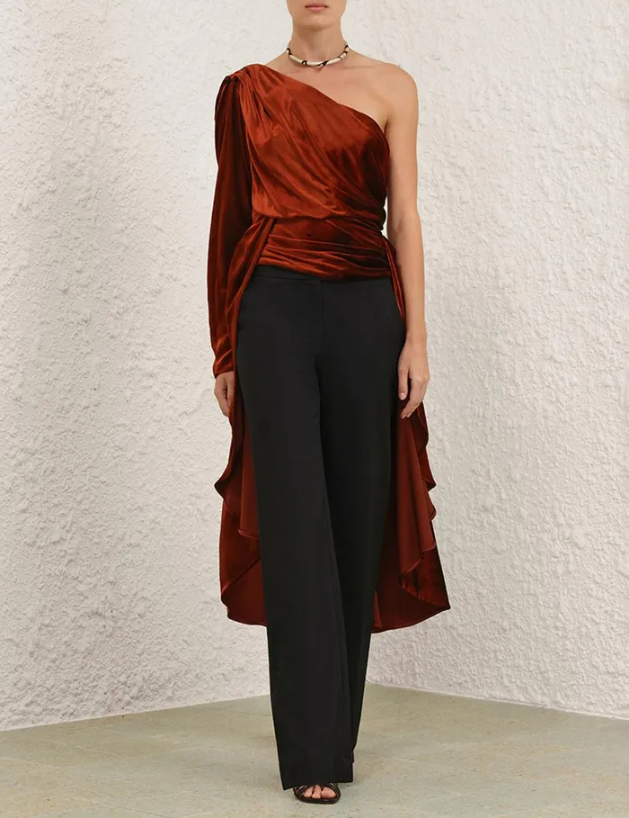 Women Tops Zimmermann Illustration Asymmetric Top Rust