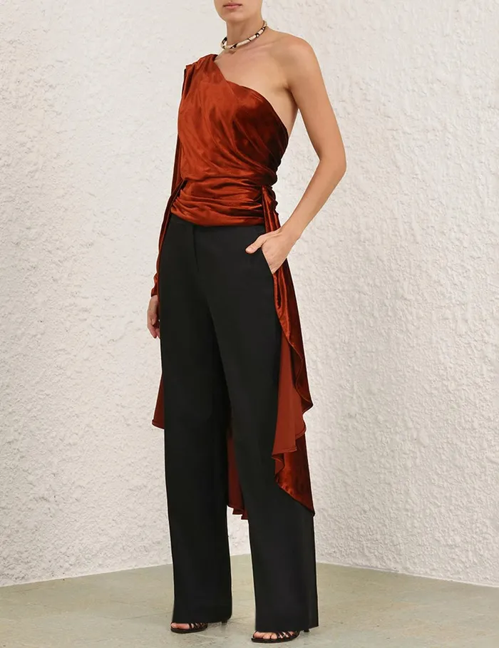 Women Tops Zimmermann Illustration Asymmetric Top Rust