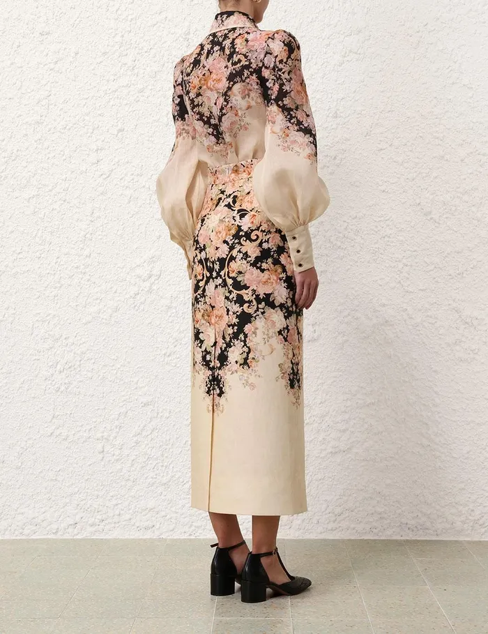 Women Tops Zimmermann Illustration Body Shirt Tea Rococo Floral