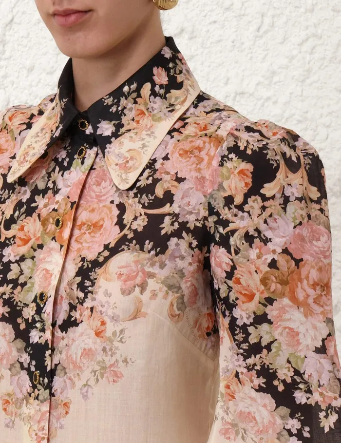 Women Tops Zimmermann Illustration Body Shirt Tea Rococo Floral