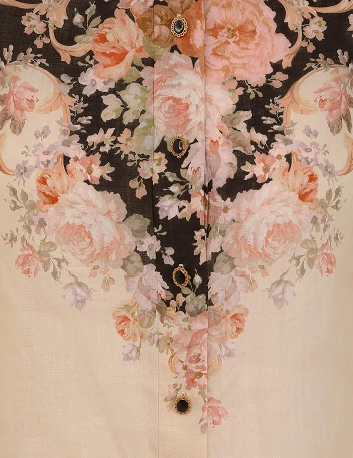 Women Tops Zimmermann Illustration Body Shirt Tea Rococo Floral