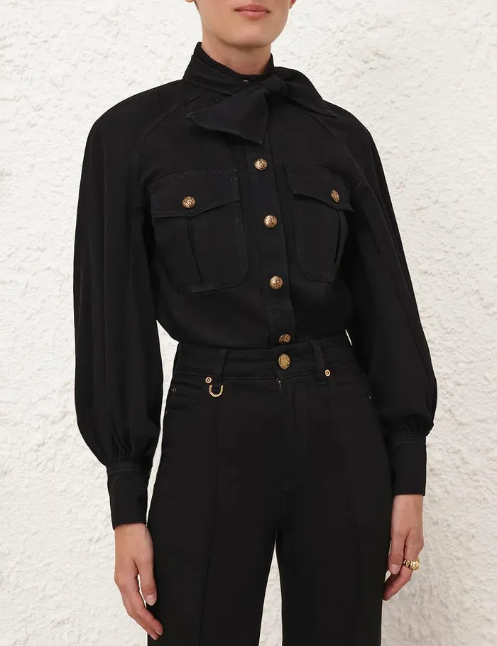 Women Tops Zimmermann Illustration Raglan Shirt Onyx