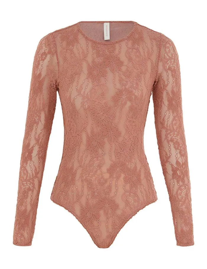 Women Tops Zimmermann Lace Bodysuit Blush