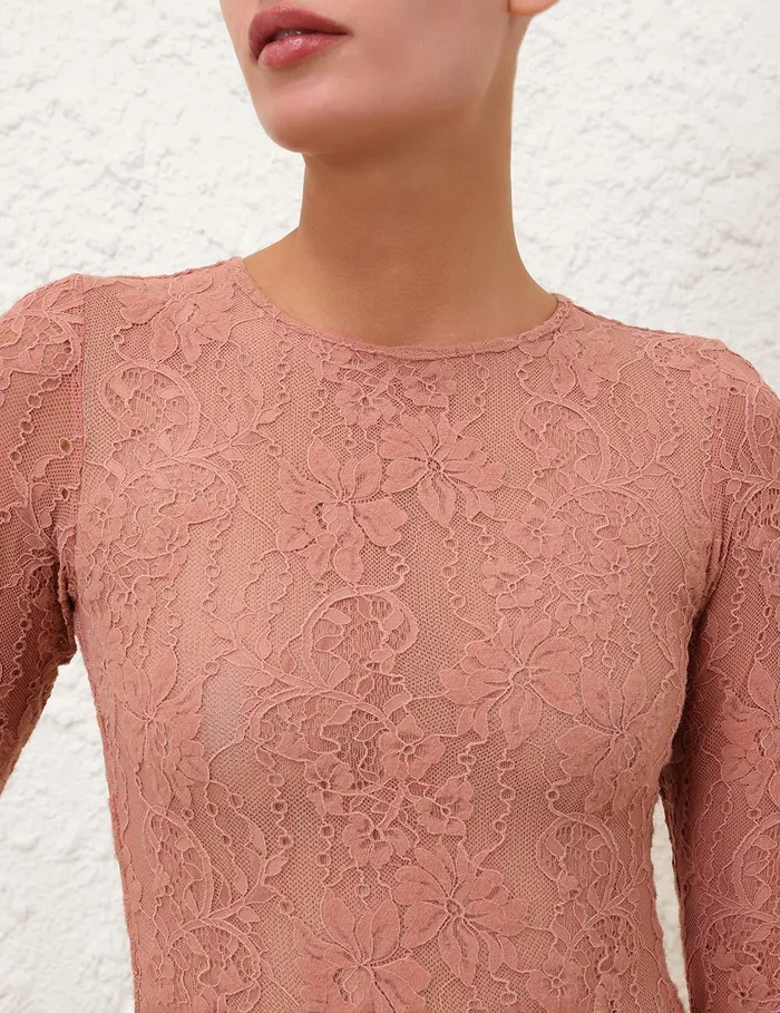 Women Tops Zimmermann Lace Bodysuit Blush