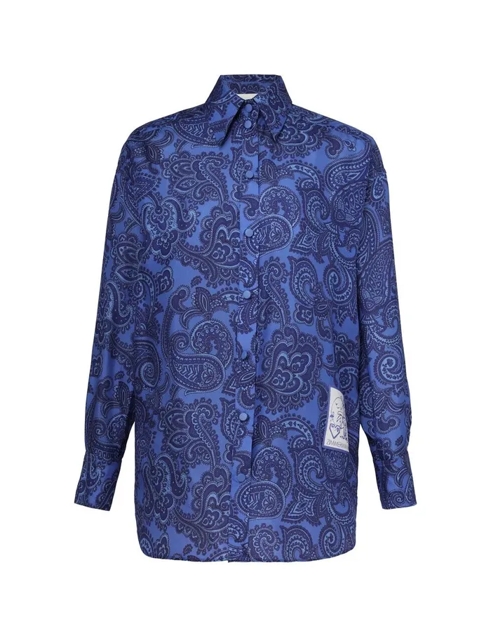 Women Tops Zimmermann Ottie Relaxed Shirt Blue Paisley