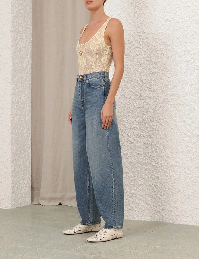 Women Tops Zimmermann Scoop Neck Bodysuit Tea