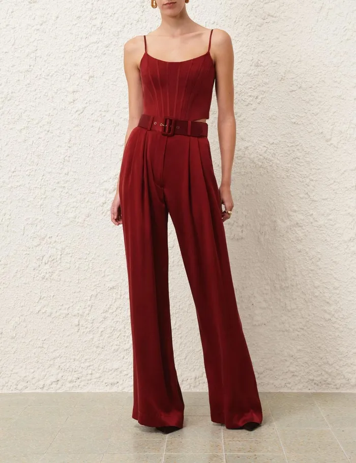 Women Tops Zimmermann Silk Corset Top Burgundy