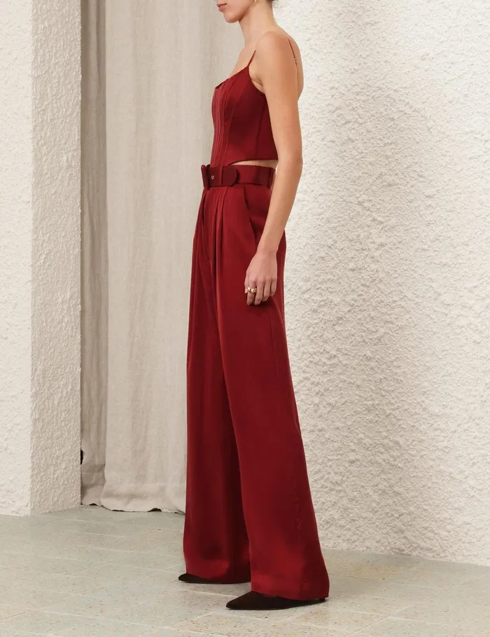 Women Tops Zimmermann Silk Corset Top Burgundy