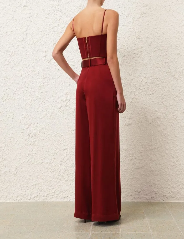 Women Tops Zimmermann Silk Corset Top Burgundy