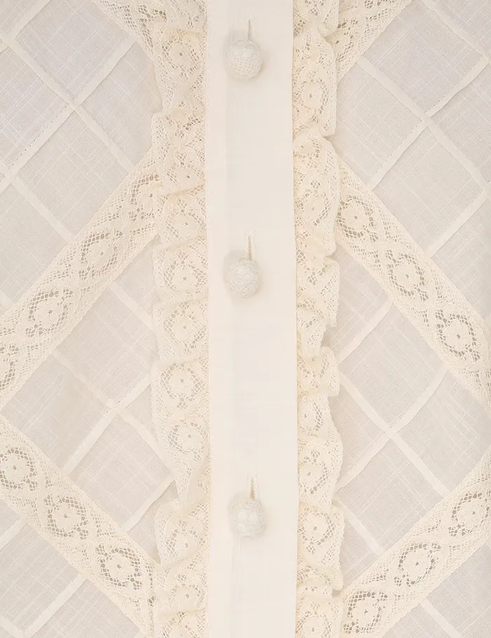 Women Tops Zimmermann Tallow Lace Trim Shirt Tea