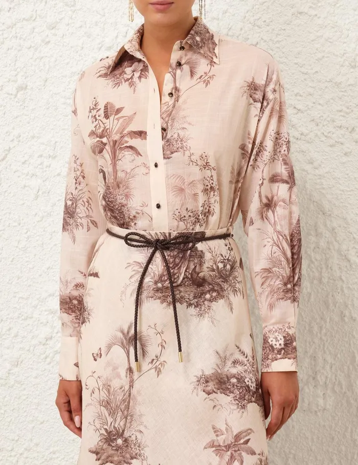 Women Tops Zimmermann Waverly Button Up Shirt Beige Palm