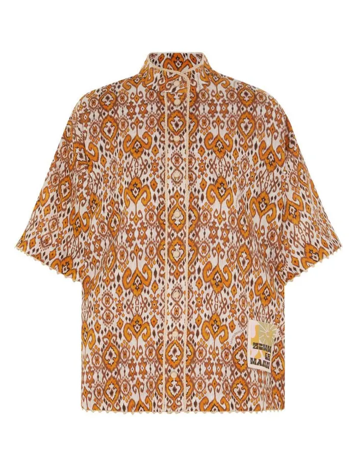 Women Tops Zimmermann Wylie Relaxed Shirt Orange Ikat