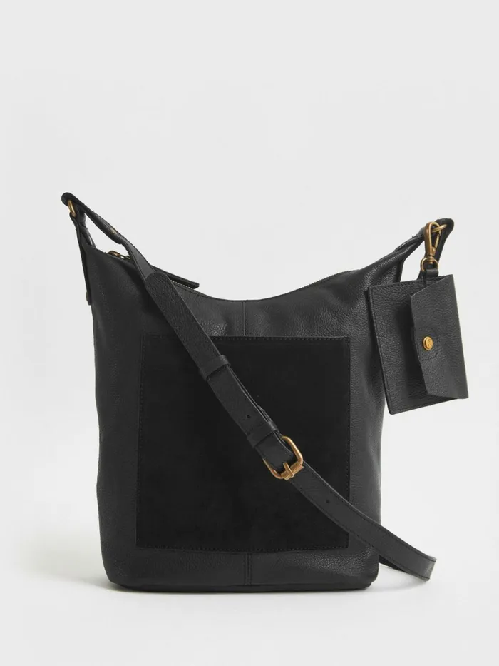 Women White Stuff Bags And Purses Fern Leather Crossbody Pure Black