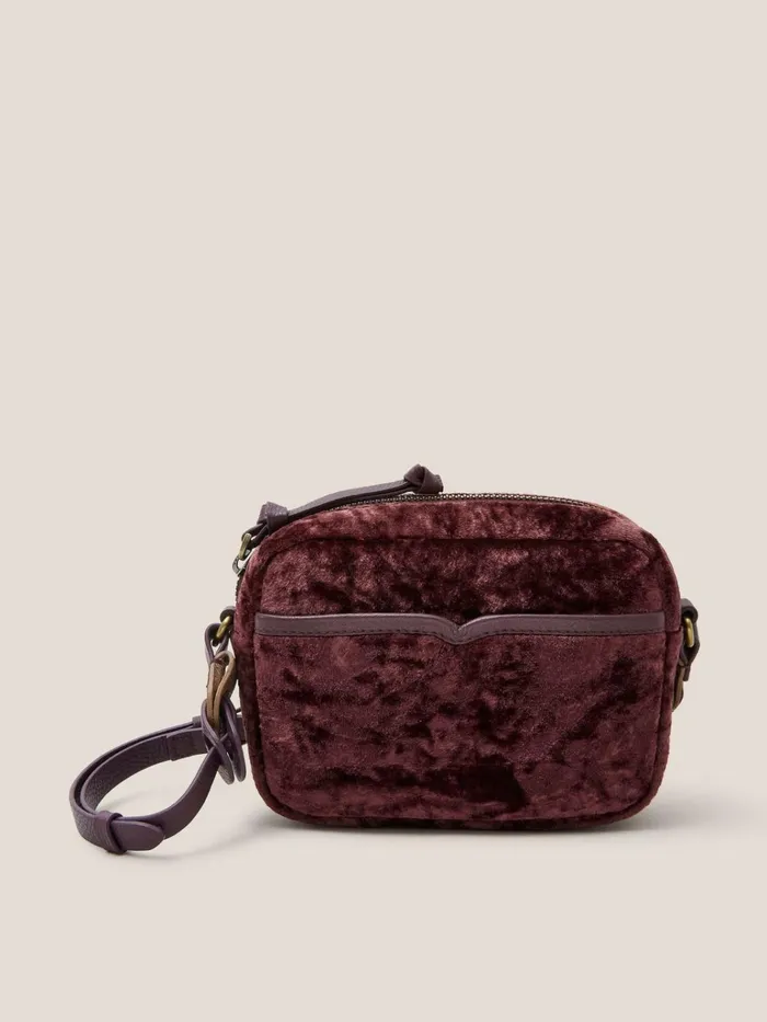 Women White Stuff Bags And Purses Lexi Velvet Camera Bag Dk Plum