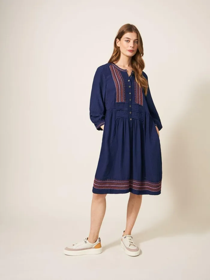 Women White Stuff Dresses Liv Embroidered Dress Navy Multi Women White Stuff Dresses Liv Embroidered Dress Navy Multi