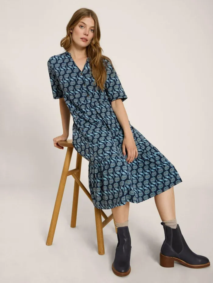 Women White Stuff Dresses Naya Soft Jersey Dress Navy Print
