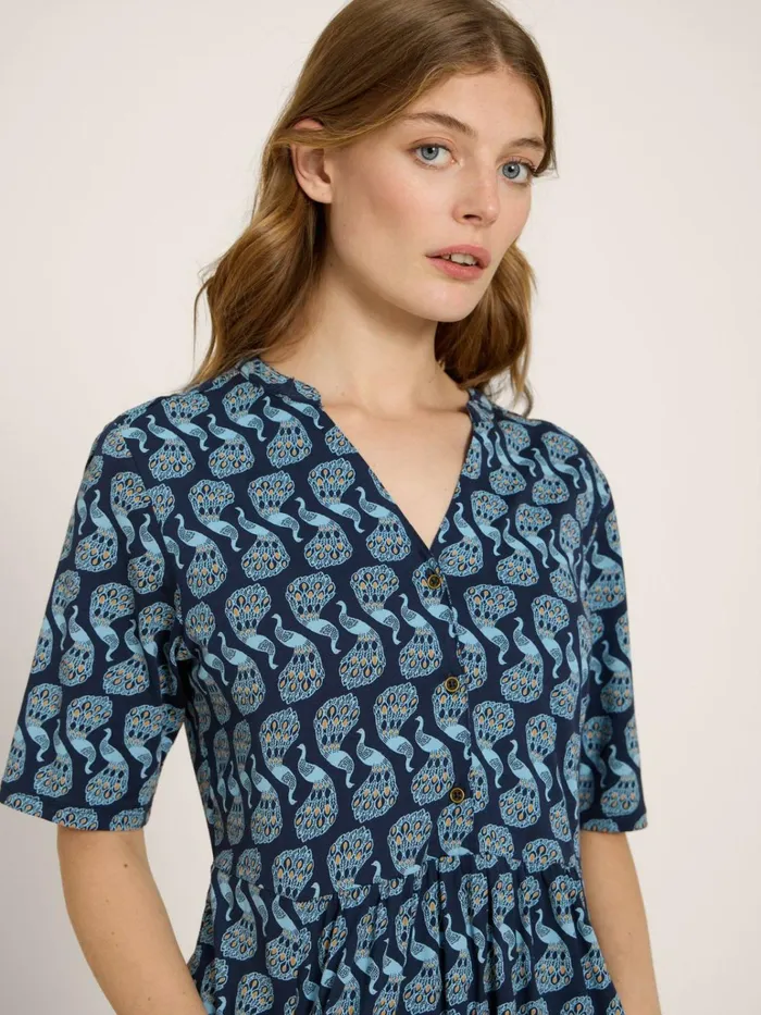 Women White Stuff Dresses Naya Soft Jersey Dress Navy Print Women White Stuff Dresses Naya Soft Jersey Dress Navy Print