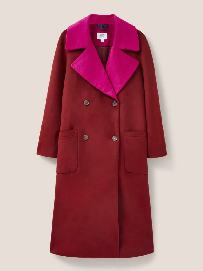 Women White Stuff Partywear Adeline Colour Block Coat Plum Multi Women White Stuff Partywear Adeline Colour Block Coat Plum Multi