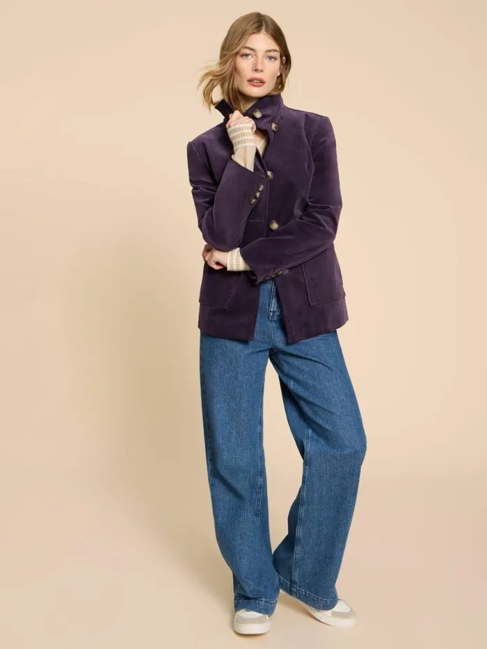 Women White Stuff Partywear Karla Velvet Peacoat Dark Purple Women White Stuff Partywear Karla Velvet Peacoat Dark Purple
