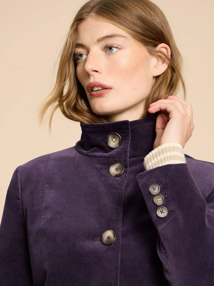 Women White Stuff Partywear Karla Velvet Peacoat Dark Purple Women White Stuff Partywear Karla Velvet Peacoat Dark Purple