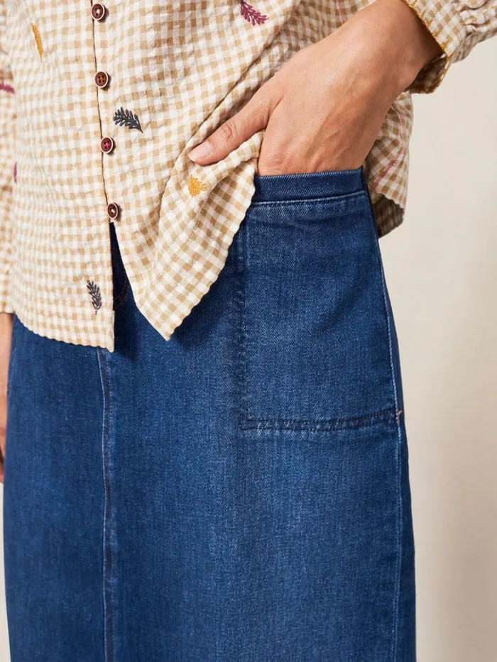 Women White Stuff Petite Clothing Penny Denim Midi Skirt Mid Denim Women White Stuff Petite Clothing Penny Denim Midi Skirt Mid Denim