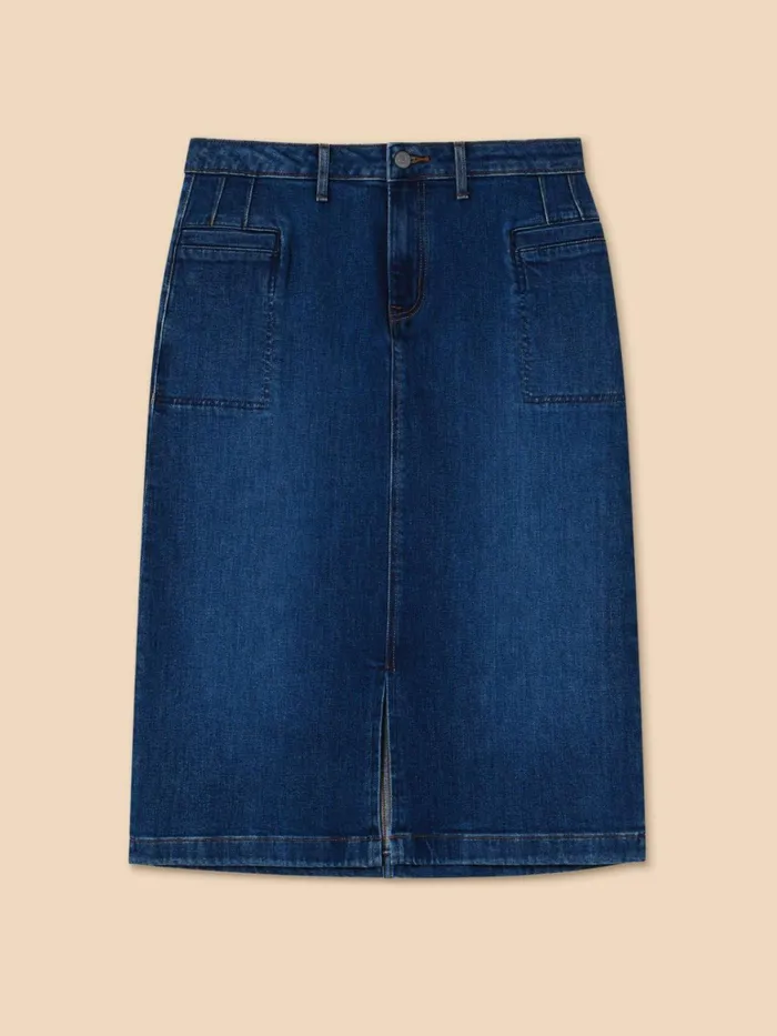 Women White Stuff Petite Clothing Penny Denim Midi Skirt Mid Denim Women White Stuff Petite Clothing Penny Denim Midi Skirt Mid Denim