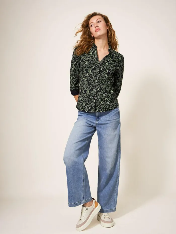 Women White Stuff Shirts Blouses And Tunics Annie Cotton Jersey Shirt Green Print Women White Stuff Shirts Blouses And Tunics Annie Cotton Jersey Shirt Green Print