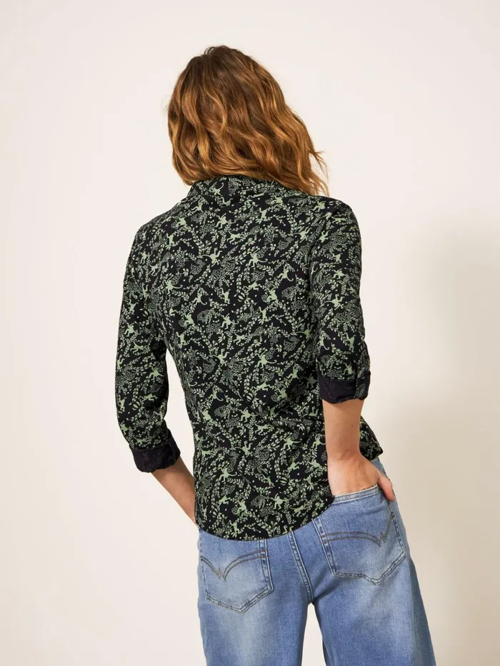 Women White Stuff Shirts Blouses And Tunics Annie Cotton Jersey Shirt Green Print Women White Stuff Shirts Blouses And Tunics Annie Cotton Jersey Shirt Green Print