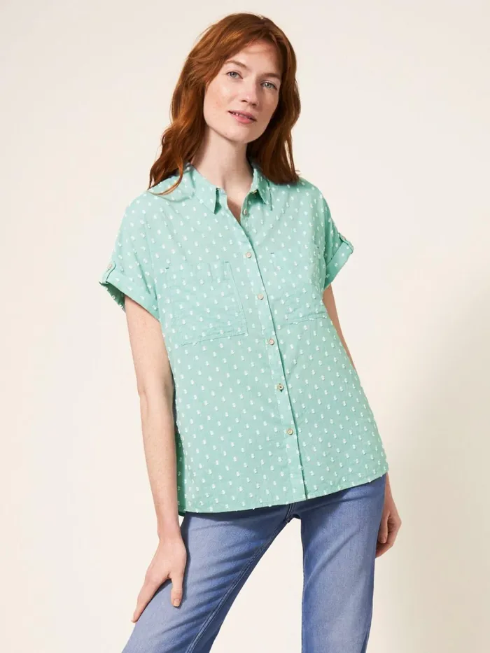 Women White Stuff Shirts Blouses And Tunics Ella Organic Cotton Shirt Mid Green Women White Stuff Shirts Blouses And Tunics Ella Organic Cotton Shirt Mid Green