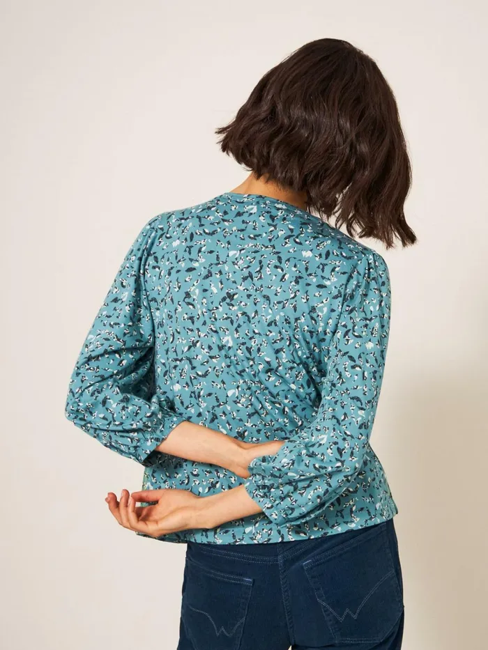 Women White Stuff Tops And Tshirts BENNIE TIE HEM SHIRT Teal Print Women White Stuff Tops And Tshirts BENNIE TIE HEM SHIRT Teal Print