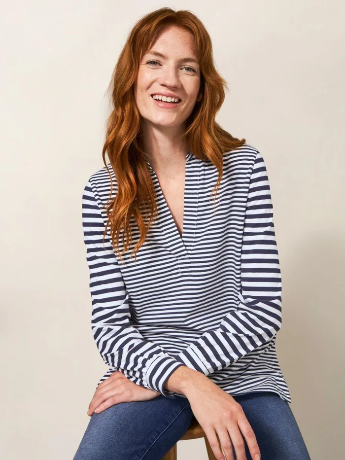 Women White Stuff Tops And Tshirts Fran Plain Shirt Navy Multi