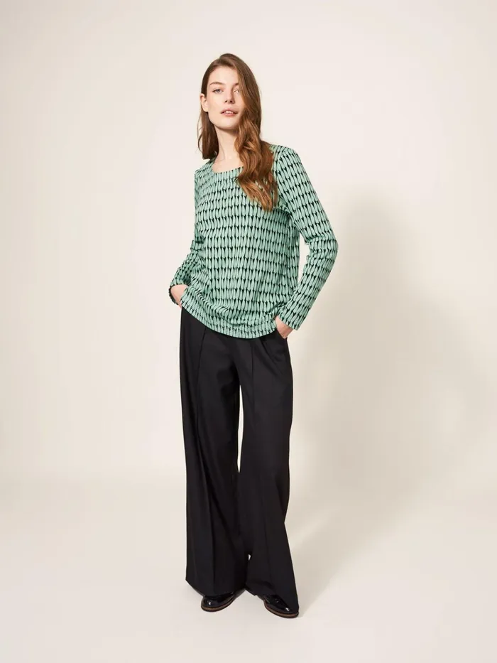 Women White Stuff Tops And Tshirts LONG SLEEVE WEAVER TEE Green Multi Women White Stuff Tops And Tshirts LONG SLEEVE WEAVER TEE Green Multi