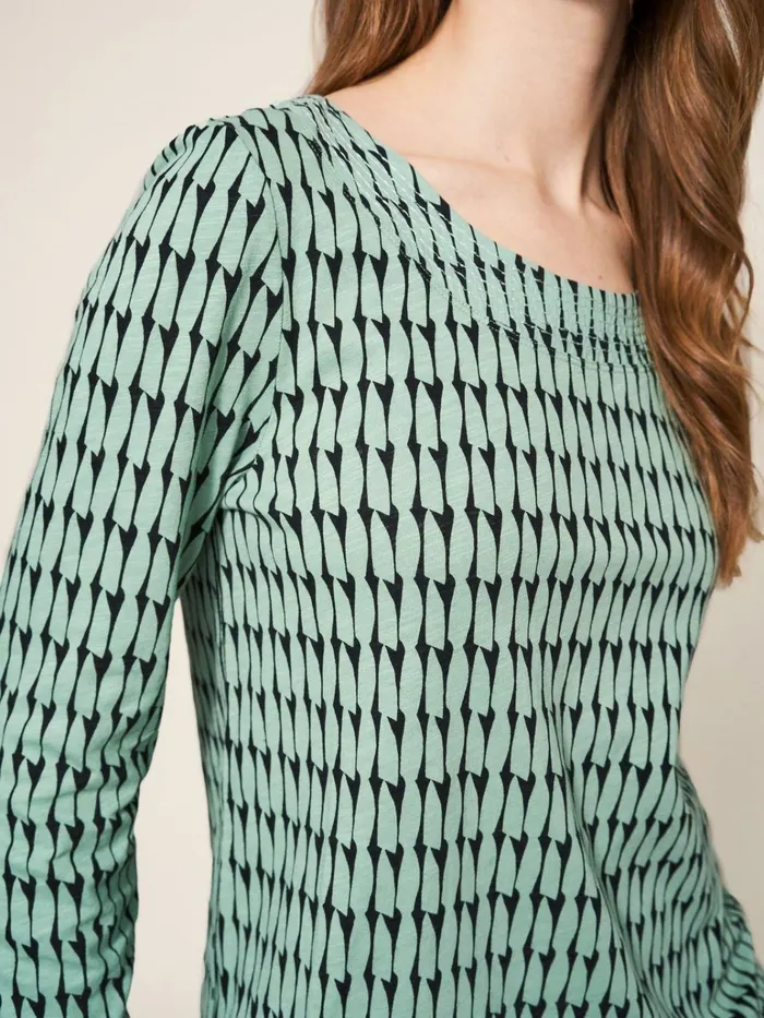 Women White Stuff Tops And Tshirts LONG SLEEVE WEAVER TEE Green Multi Women White Stuff Tops And Tshirts LONG SLEEVE WEAVER TEE Green Multi