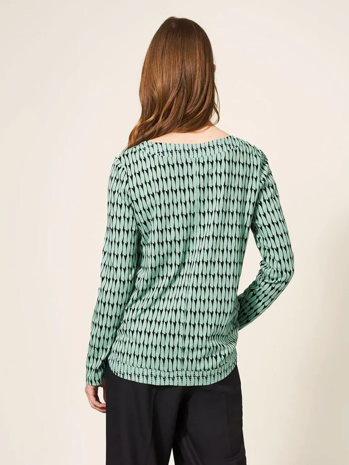 Women White Stuff Tops And Tshirts LONG SLEEVE WEAVER TEE Green Multi Women White Stuff Tops And Tshirts LONG SLEEVE WEAVER TEE Green Multi