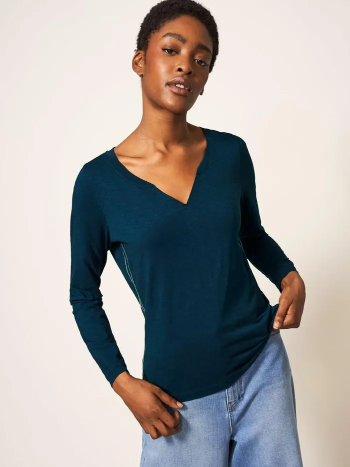 Women White Stuff Tops And Tshirts Nelly LS Tee Dark Navy