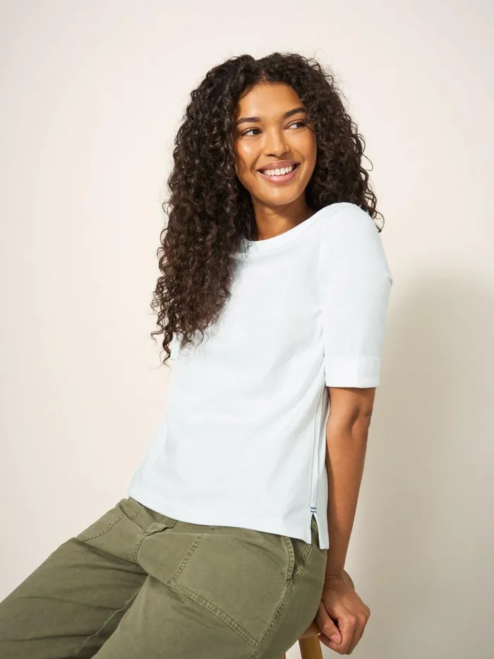 Women White Stuff Tops And Tshirts SYDNEY BOAT NECK TOP Brilliant White