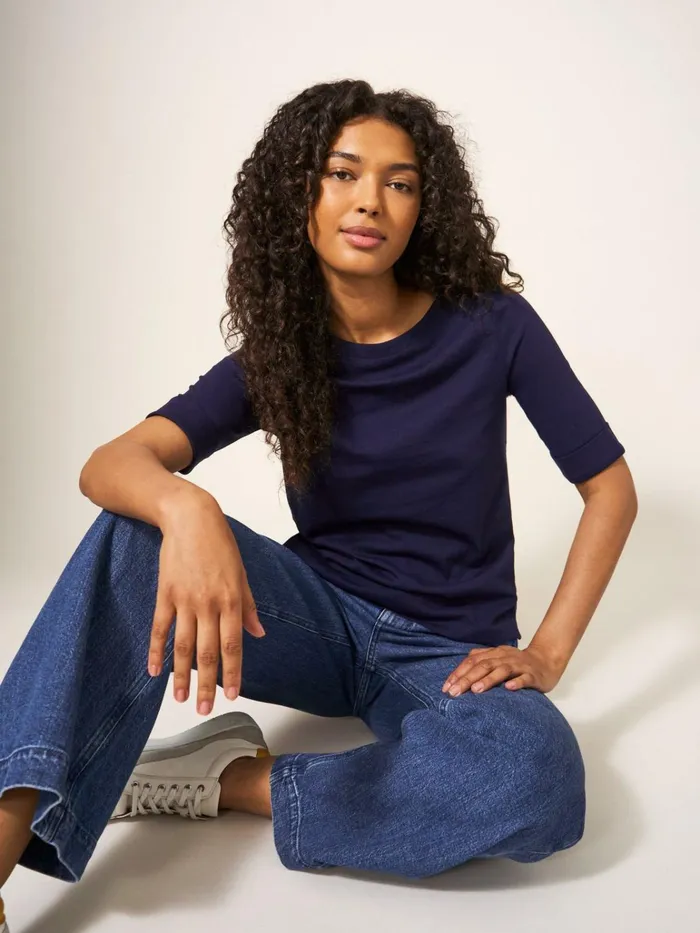 Women White Stuff Tops And Tshirts SYDNEY BOAT NECK TOP Dark Navy