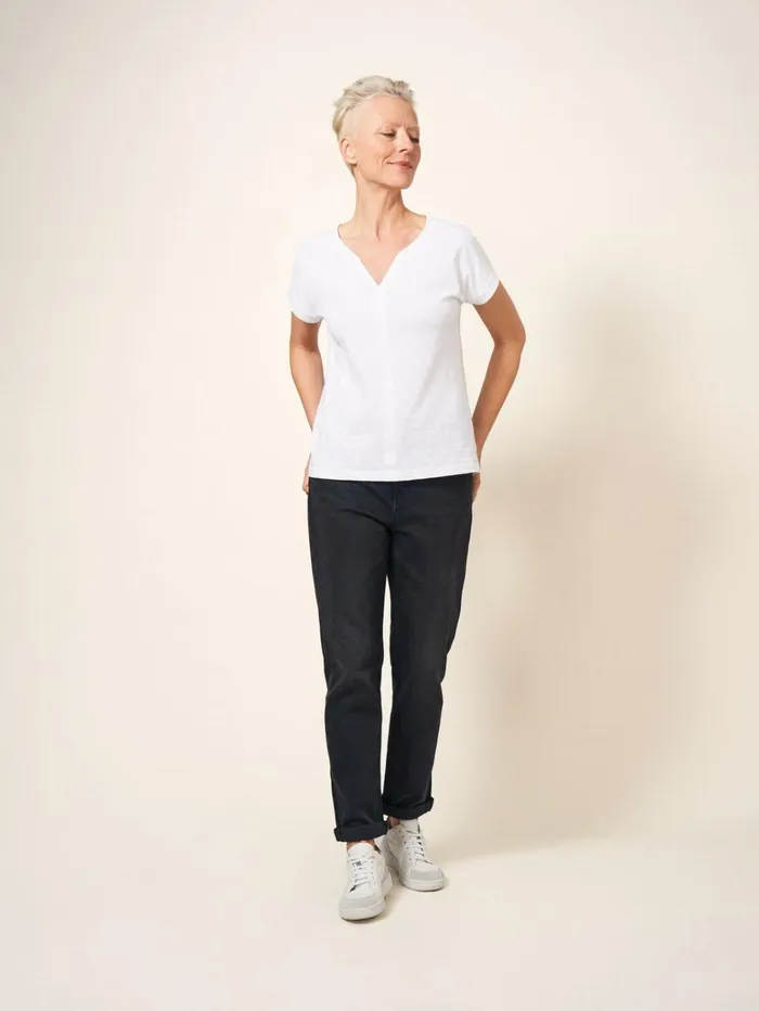 Women White Stuff Trousers Katy Relaxed Slim Jeans Washed Black